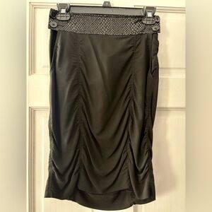 Chic Black Ruched Pencil Skirt